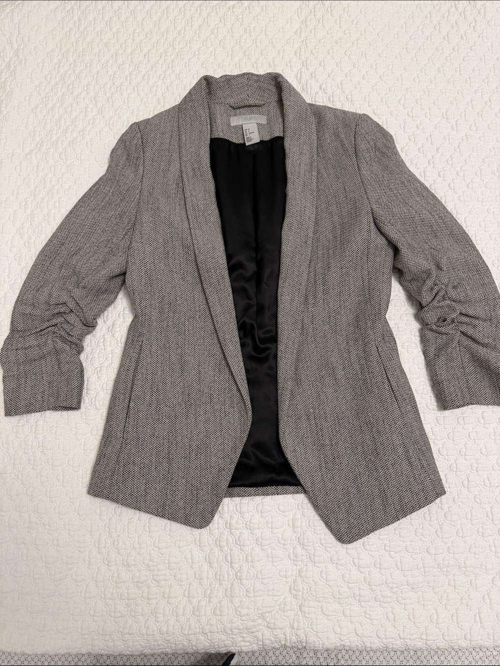 H&M Gray Shawl Collar Blazer with Black Lining